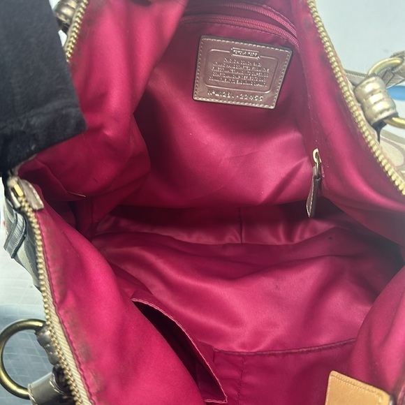 Coach 22455 Poppy Signature Metallic Outline Hallie Tote - Picture 8 of 10